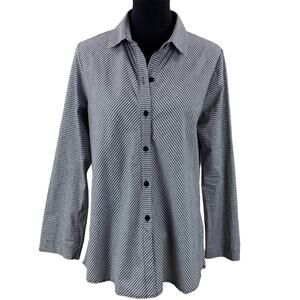 Staples Womens Black and White Gingham Lagenlook Button Front Tunic blouse Sz S